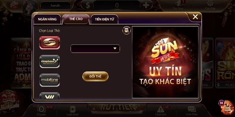 Hướng dẫn rút tiền Sunwin bằng thẻ cào điện thoại chi tiết từng bước